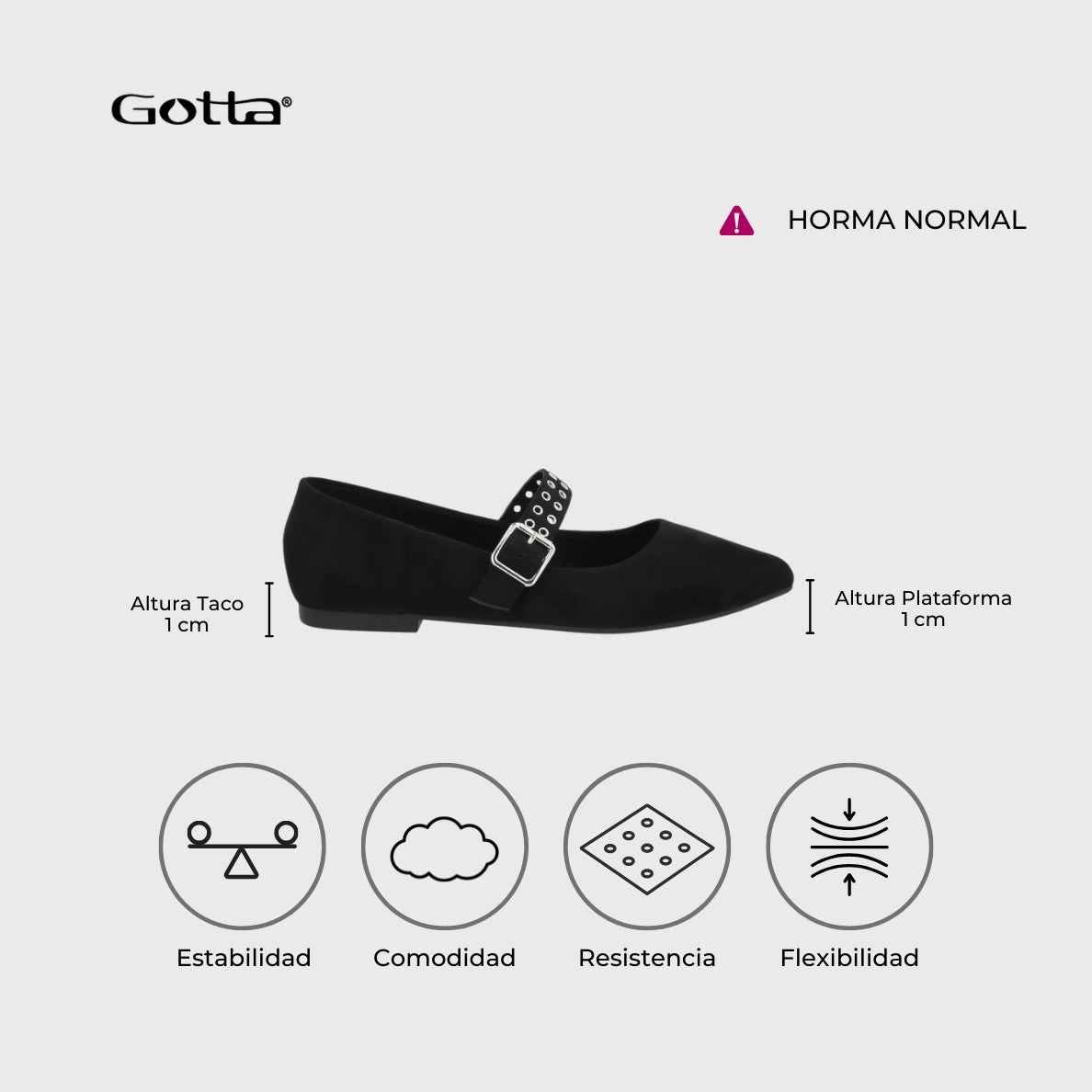 Ballerina Plana Negro Mujer 54011 - Gotta Chile