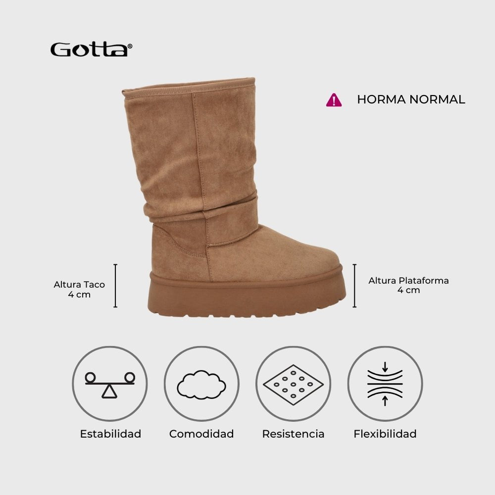 Bota Plataforma Camel Mujer 48114 - Gotta Chile