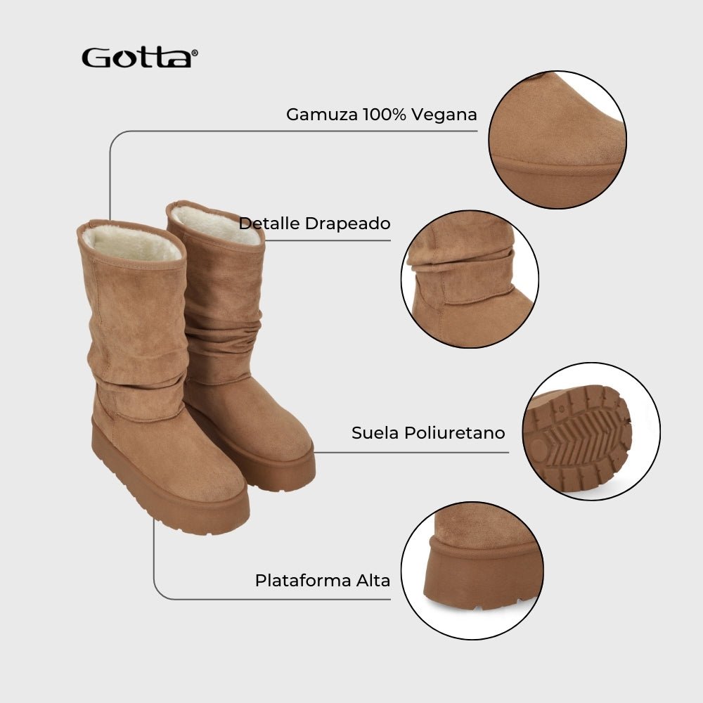 Bota Plataforma Camel Mujer 48114 - Gotta Chile