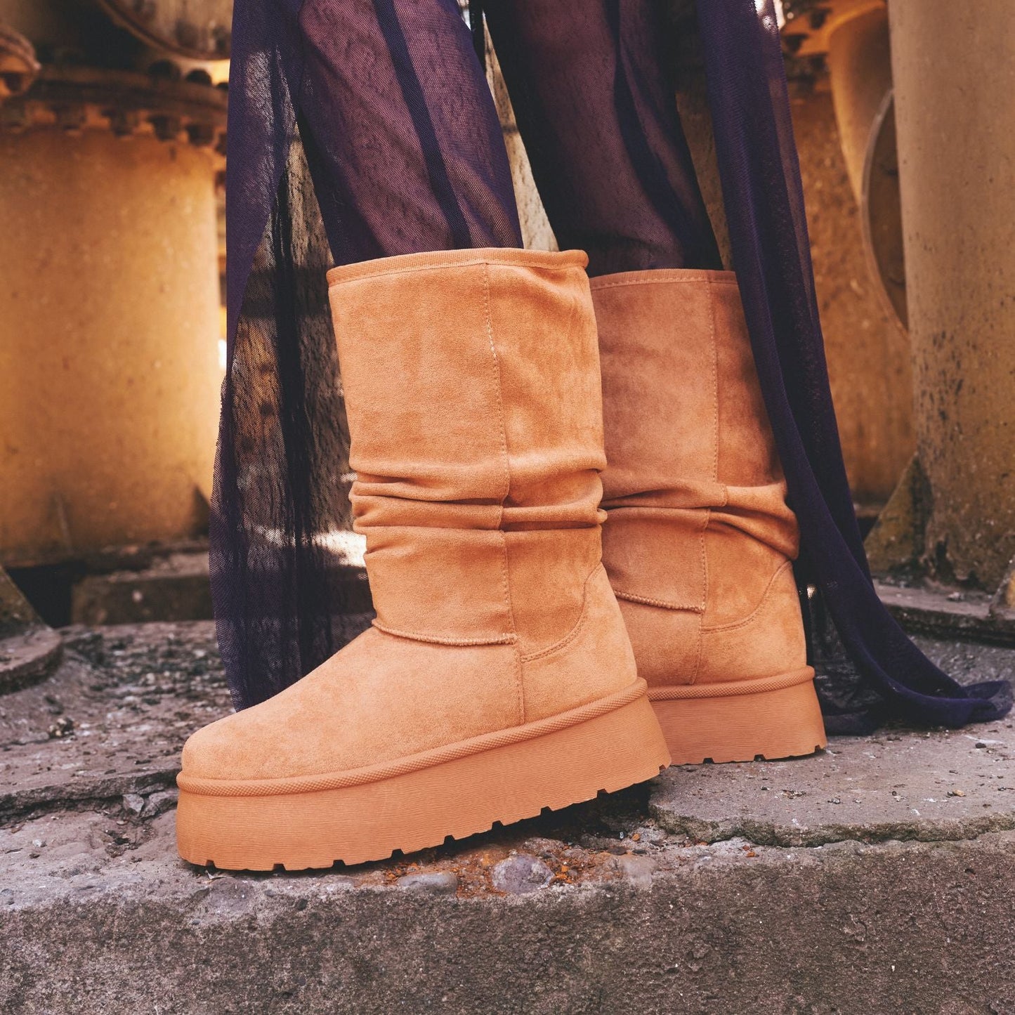 Bota Plataforma Camel Mujer 48114 - Gotta Chile
