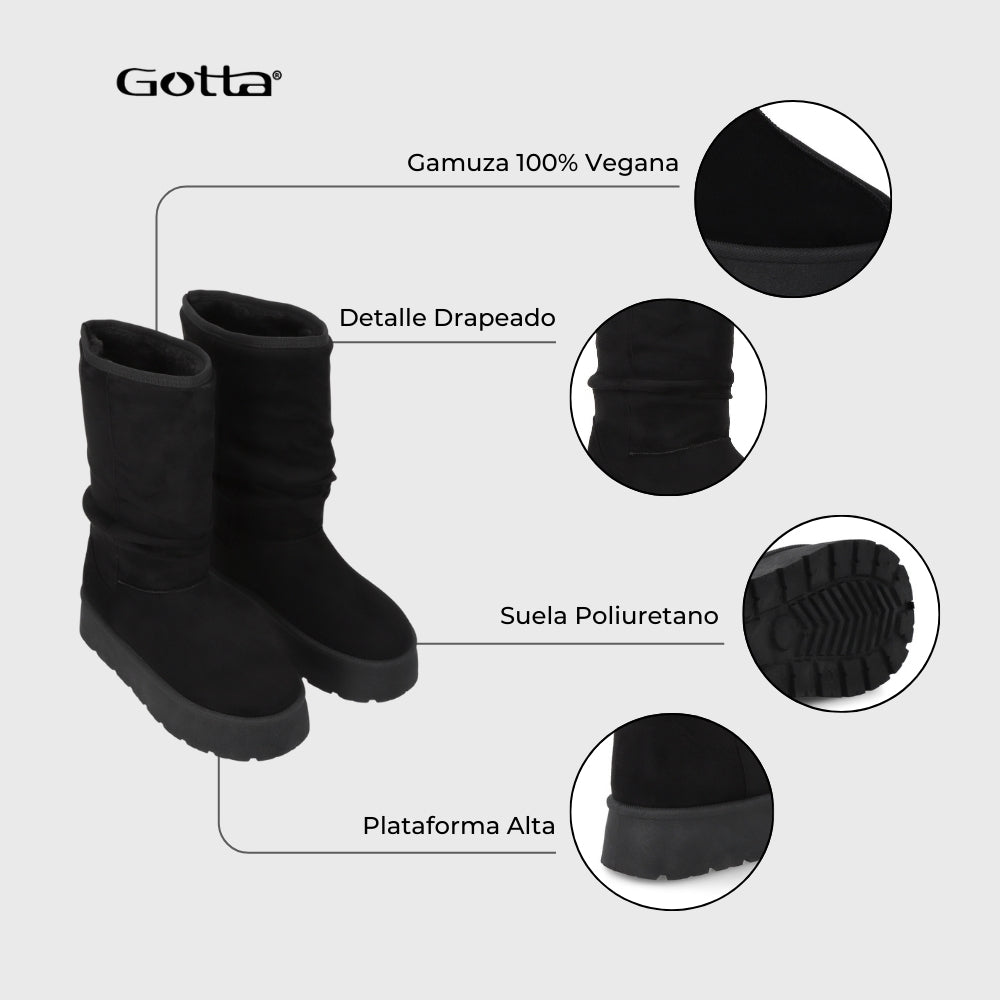 Bota Plataforma Negra Mujer 48114 - Gotta Chile