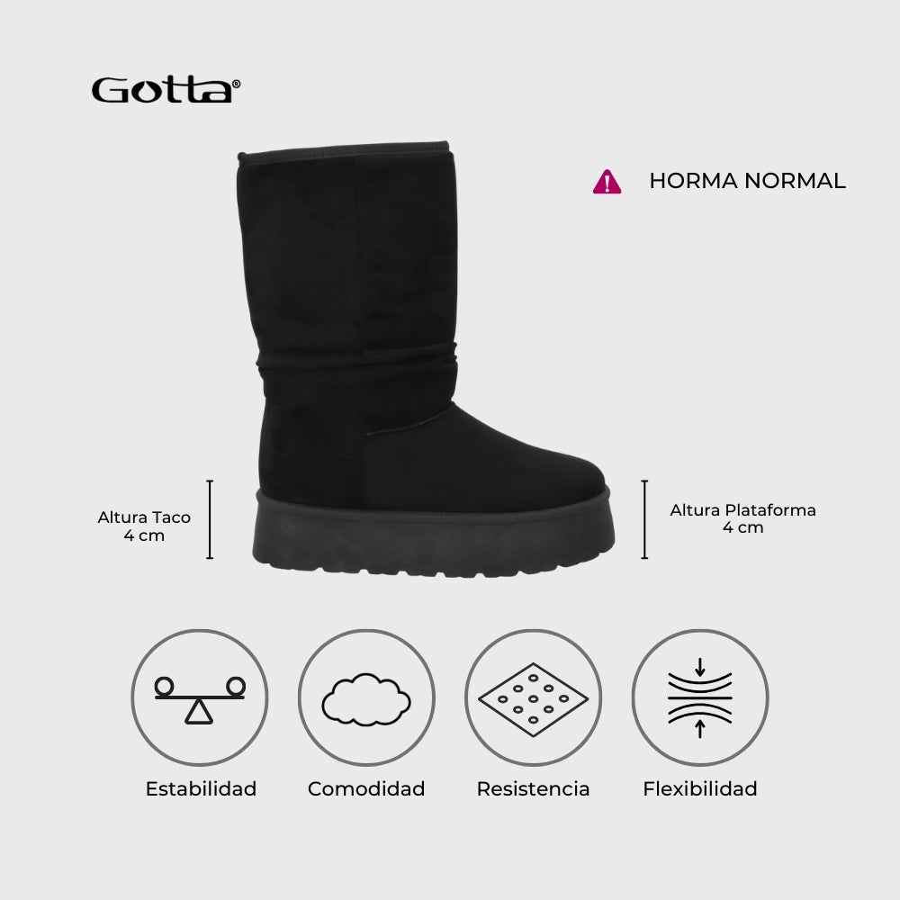 Bota Plataforma Negra Mujer 48114 - Gotta Chile