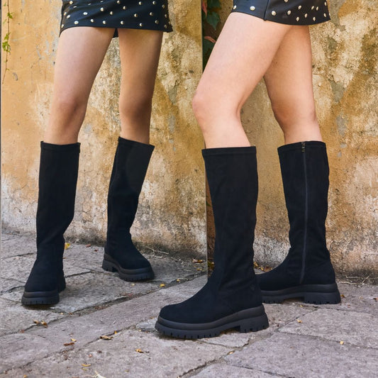Bota Plataforma Negra Mujer 6584301 - Gotta Chile