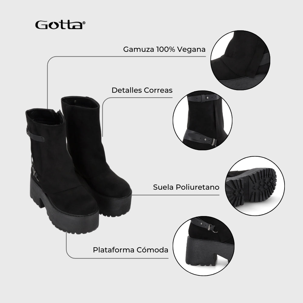 Botin Plataforma Negro Mujer 15179 - Gotta Chile