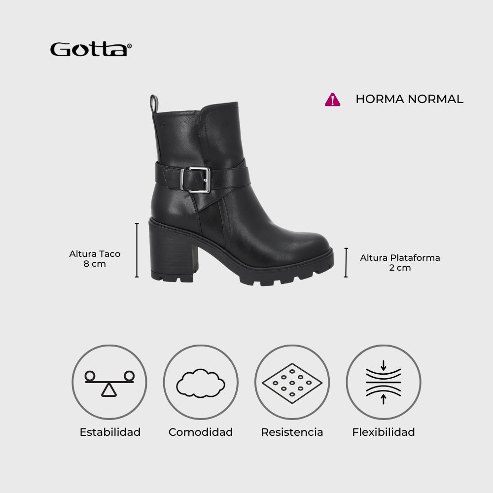 Botin Taco Negro Mujer 56051 - Gotta Chile