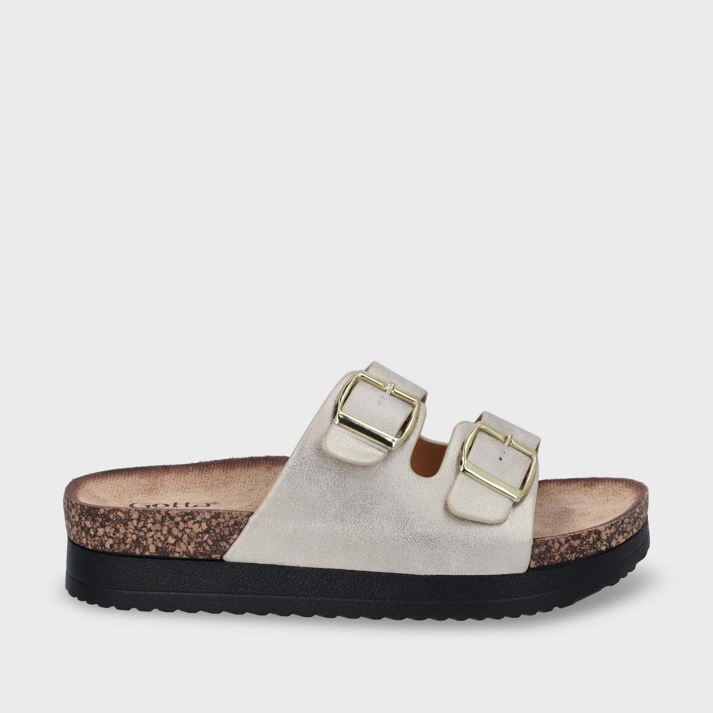 Sandalia Plana Dorada Mujer 12062