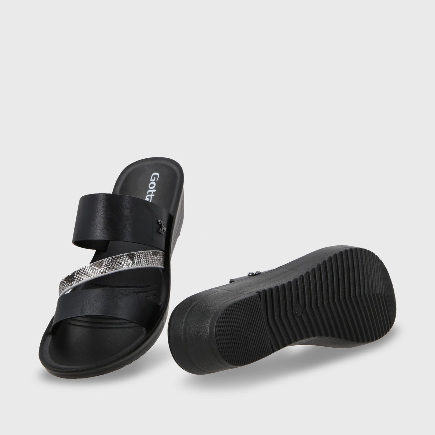 Sandalia Plataforma Negro Mujer 13221