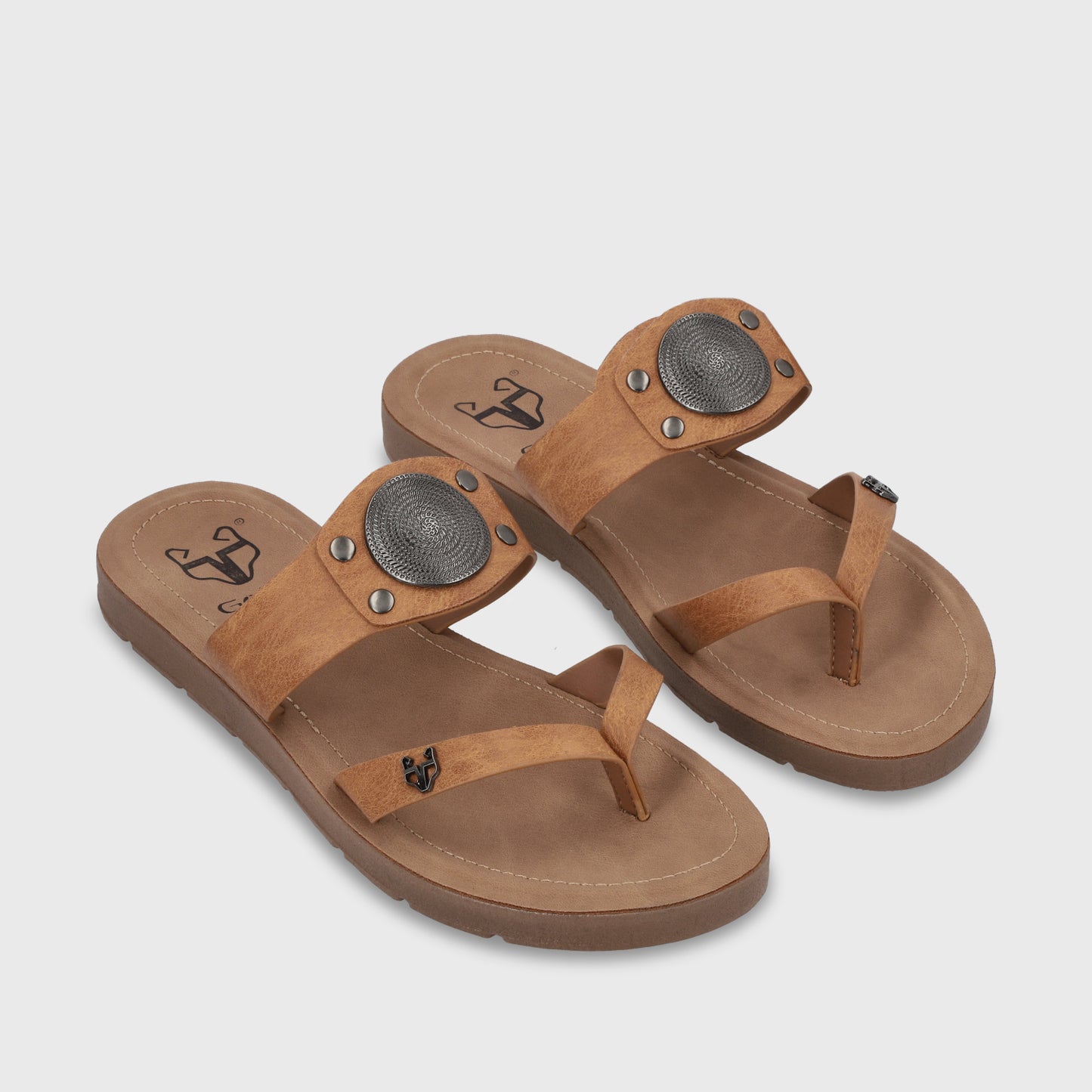 Sandalia Plano Camel Mujer 13256