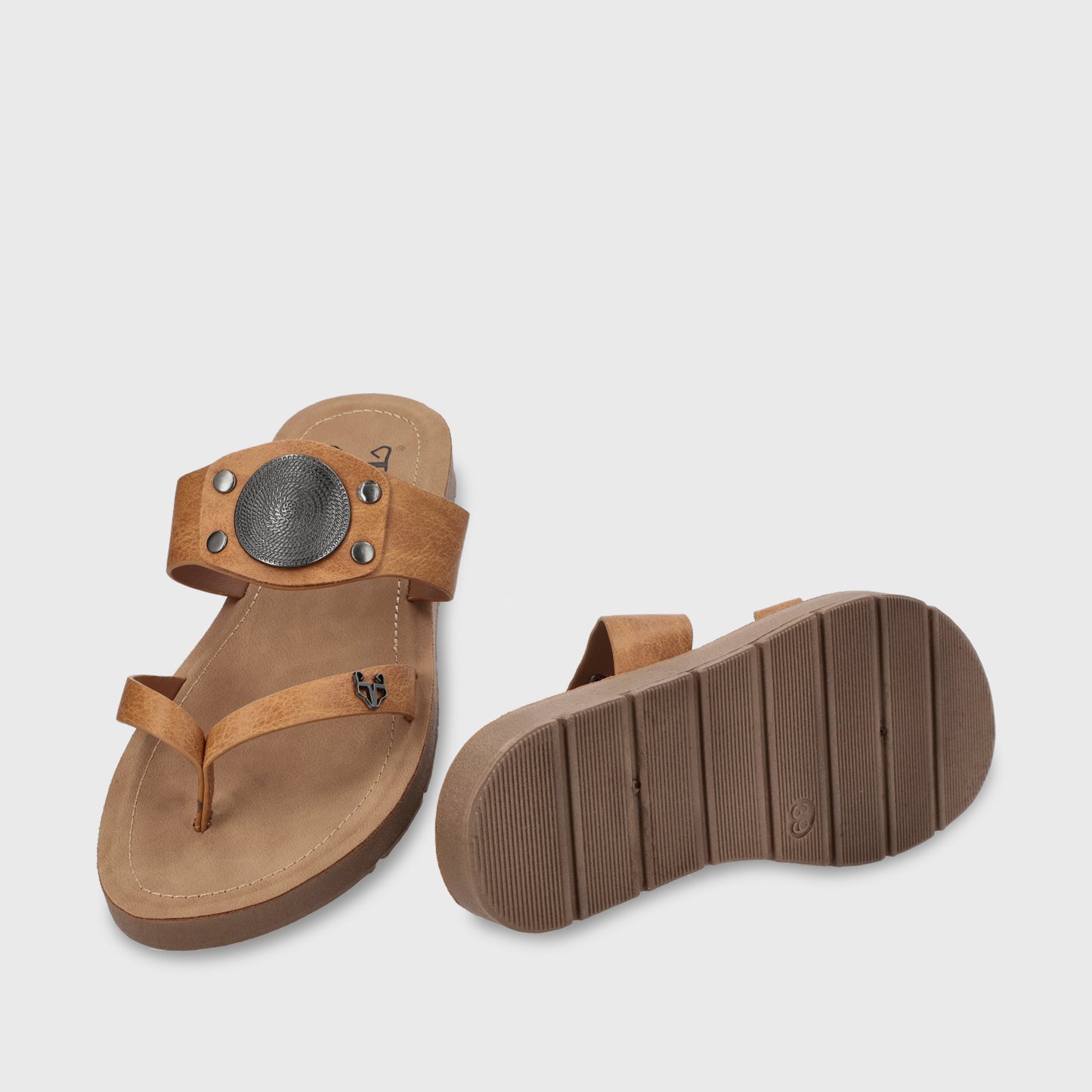 Sandalia Plano Camel Mujer 13256