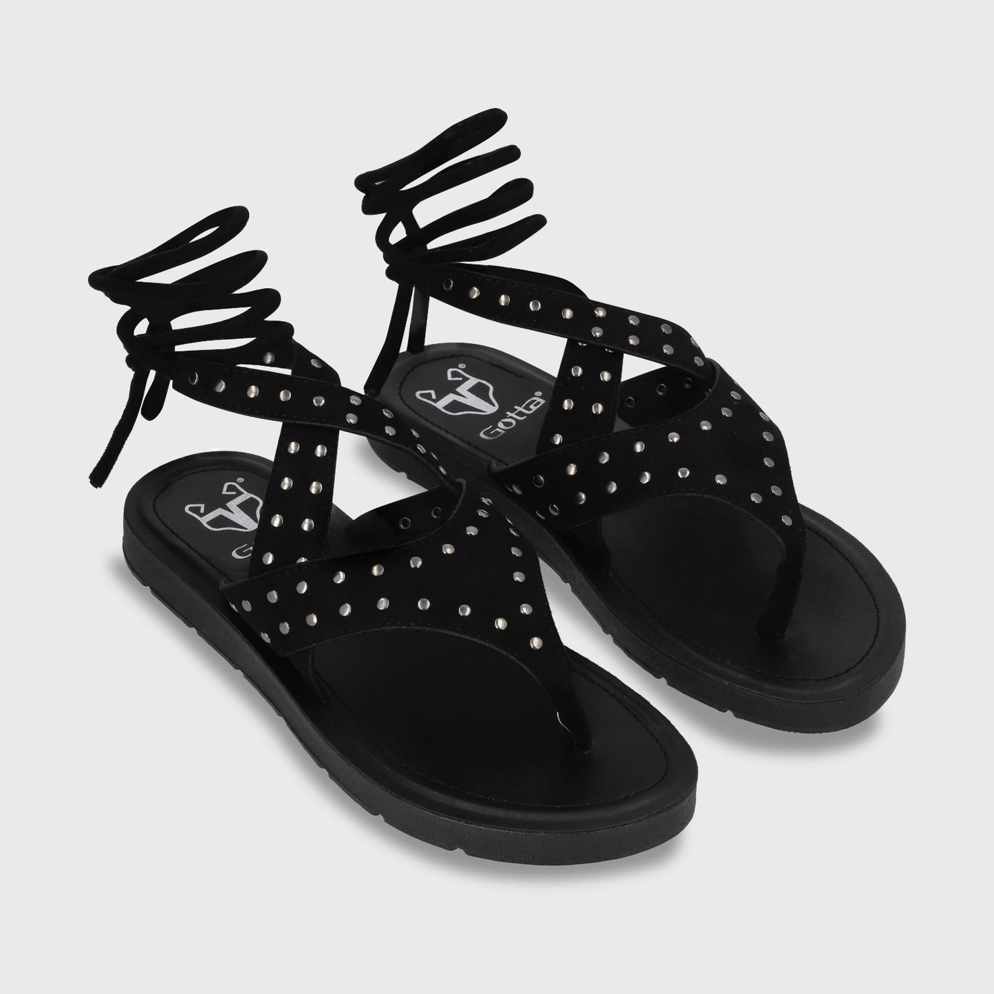 Sandalia Plano Negro Mujer 13257