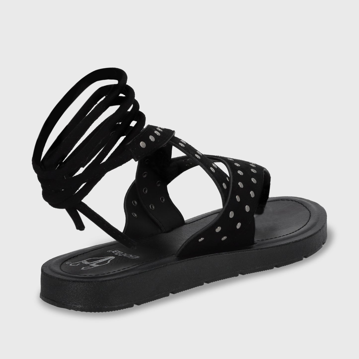 Sandalia Plano Negro Mujer 13257
