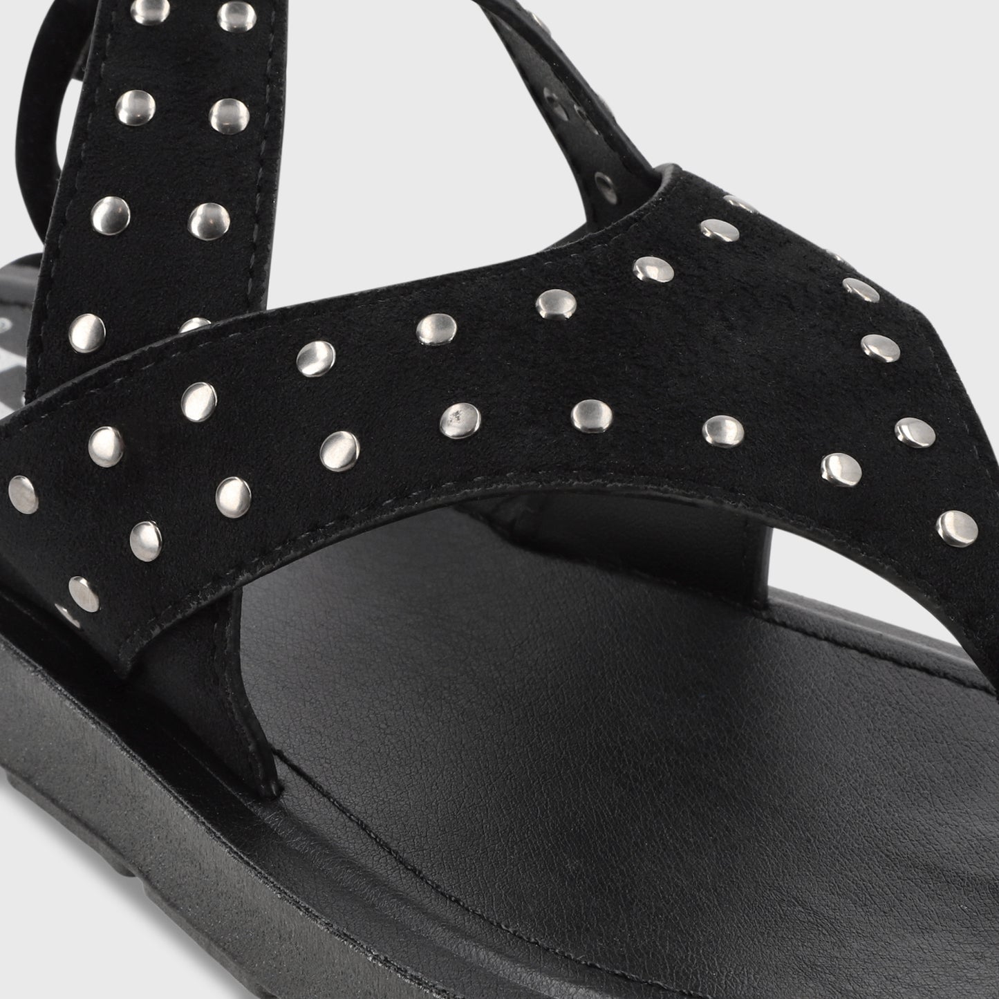 Sandalia Plano Negro Mujer 13257