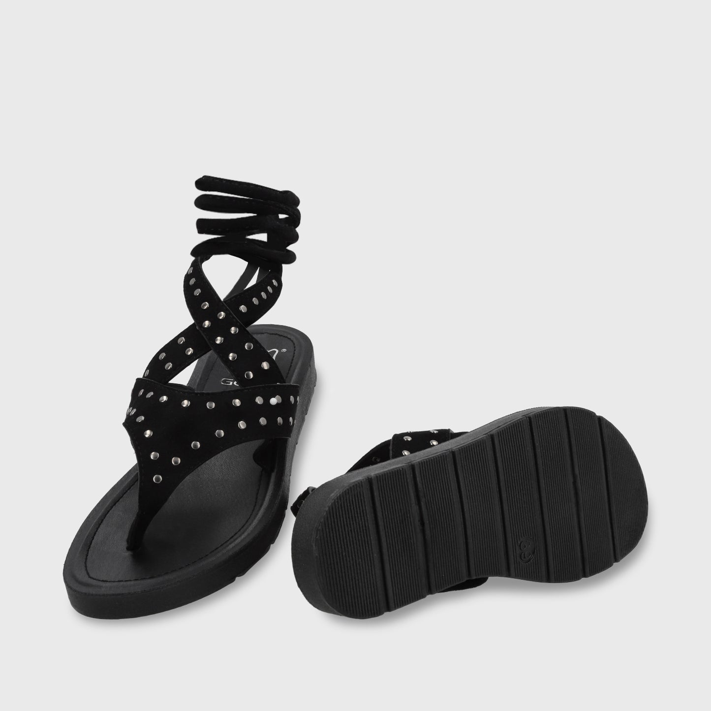 Sandalia Plano Negro Mujer 13257