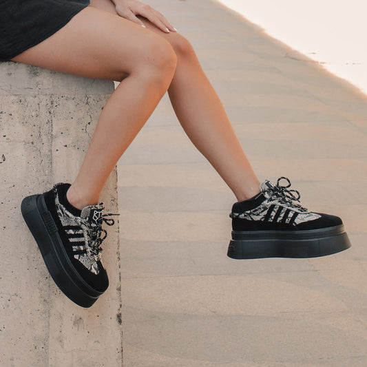 Zapatilla Plataforma Negra Mujer 13412