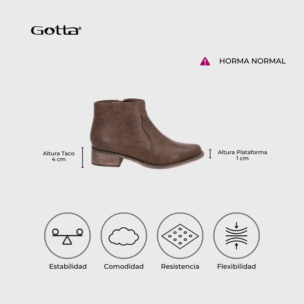 Botin Taco Café Mujer 13556