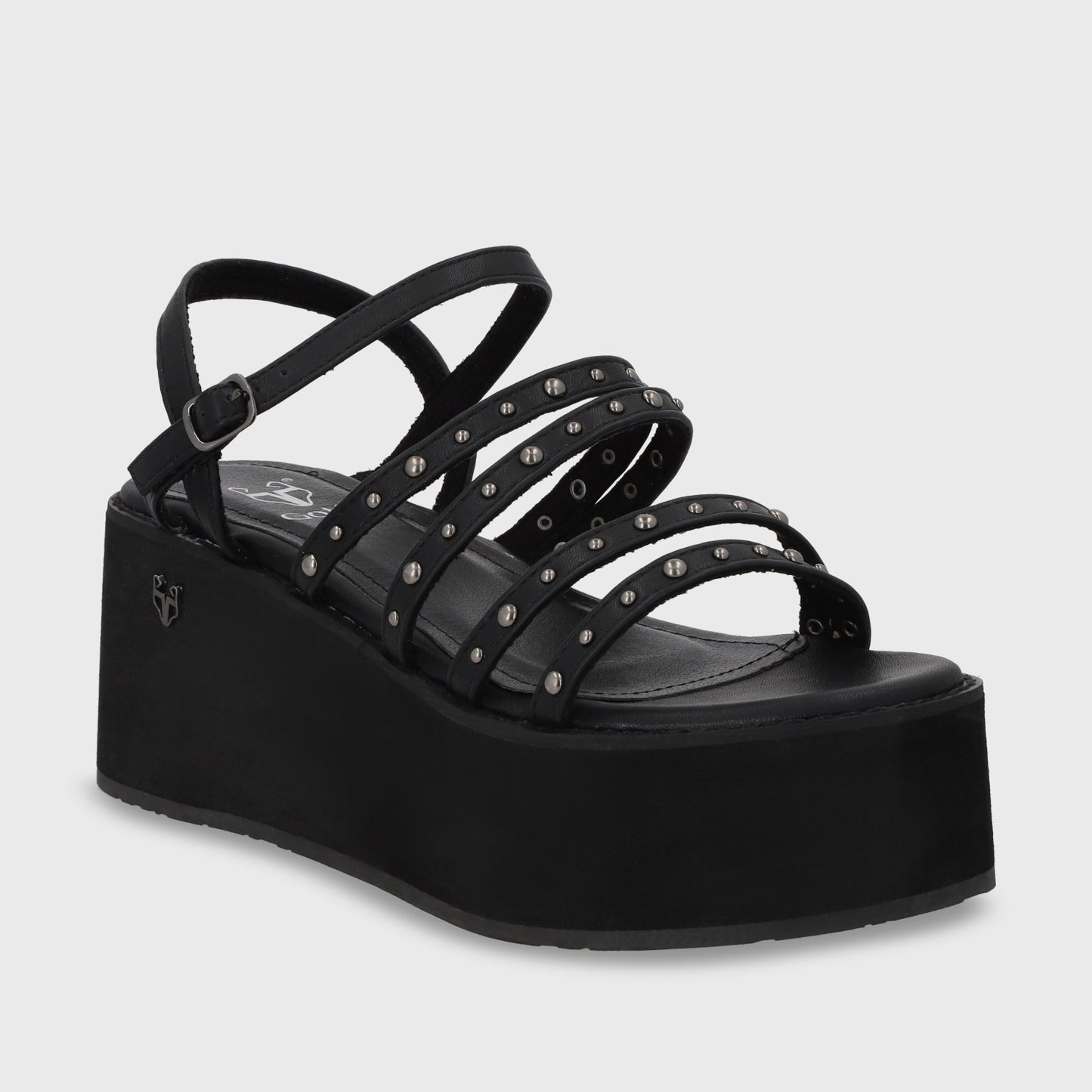 Sandalia Plataforma Negra Mujer 15629
