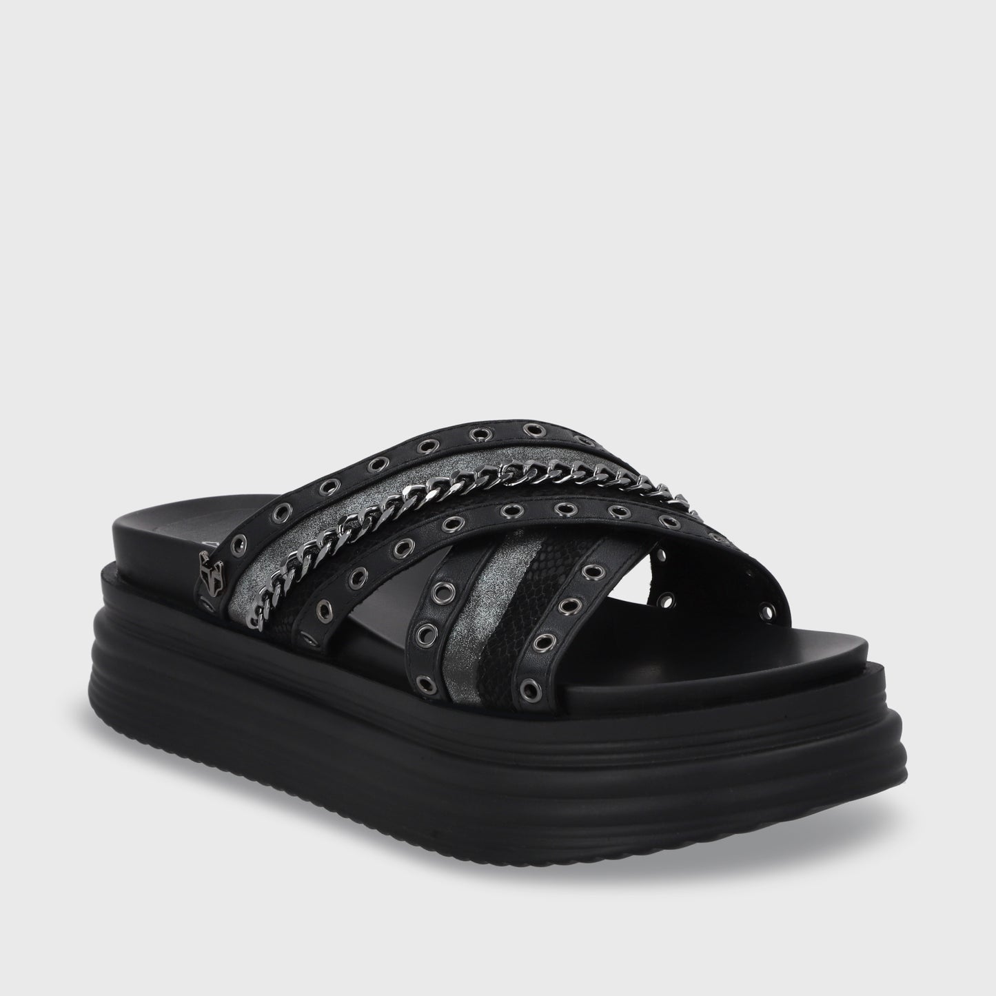 Sandalia Plataforma Negro Mujer 1571B