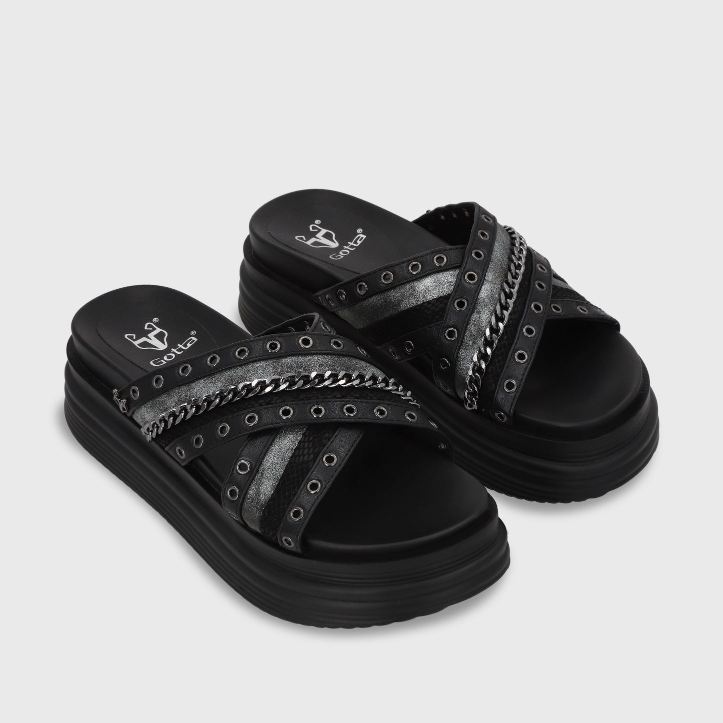 Sandalia Plataforma Negro Mujer 1571B