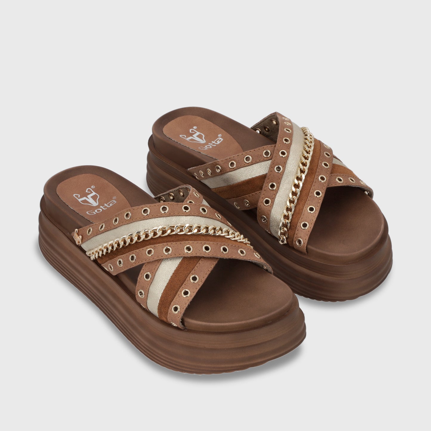 Sandalia Plataforma Camel Mujer 1571B