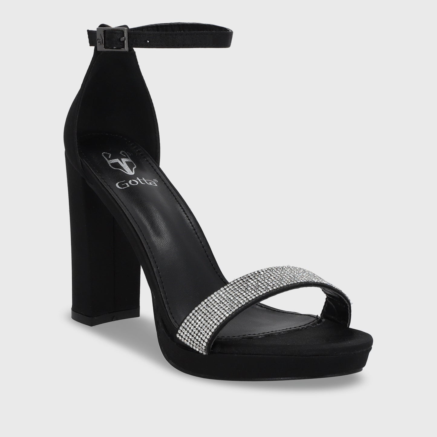 Sandalia Taco Negra Mujer 15835