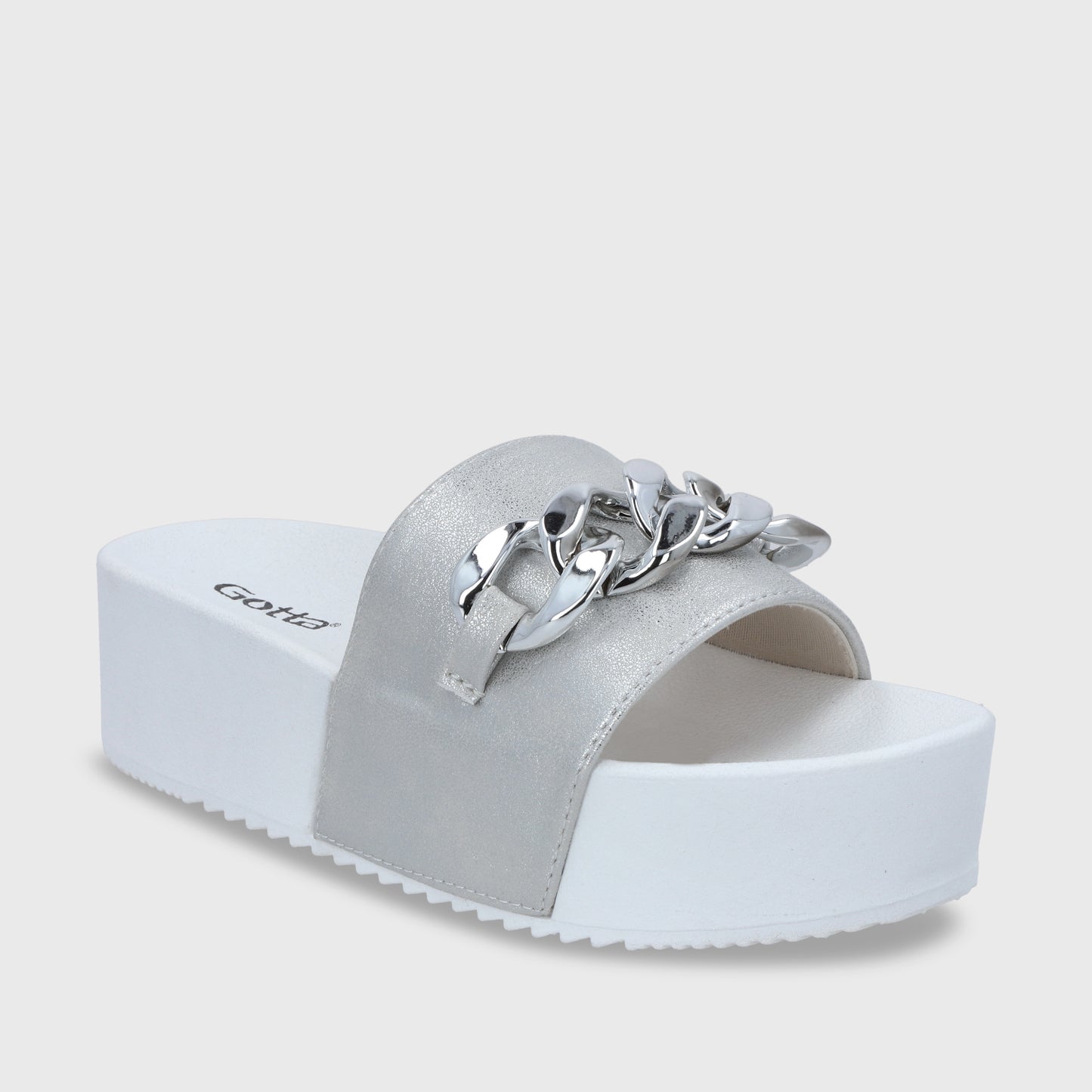 Sandalia Plataforma Plateada Mujer 22090