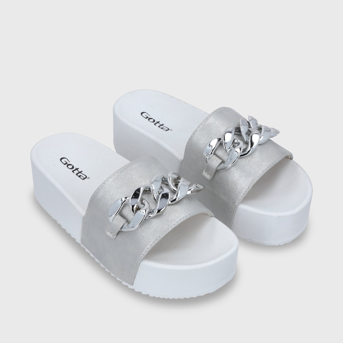 Sandalia Plataforma Plateada Mujer 22090