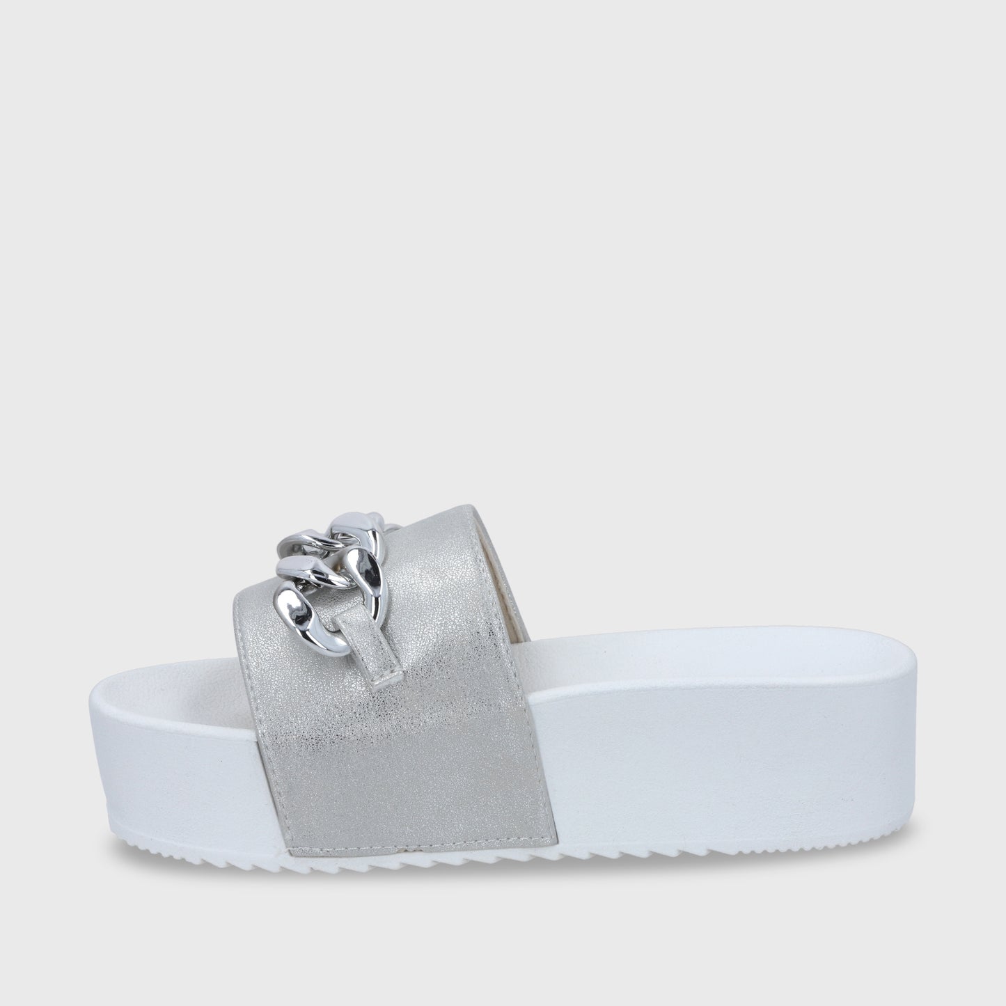 Sandalia Plataforma Plateada Mujer 22090