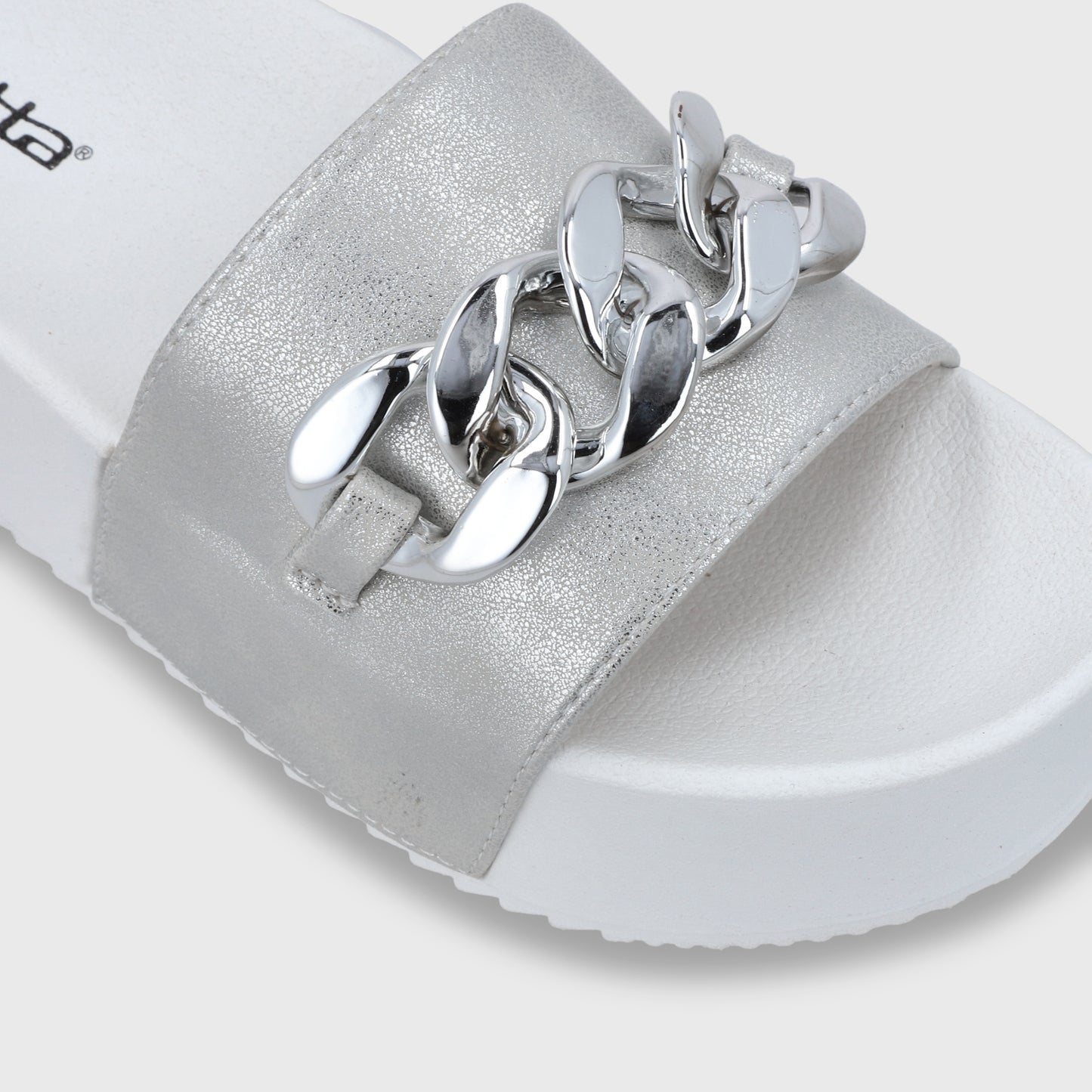 Sandalia Plataforma Plateada Mujer 22090