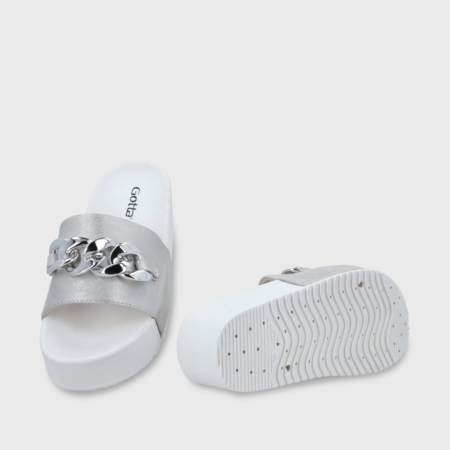 Sandalia Plataforma Plateada Mujer 22090