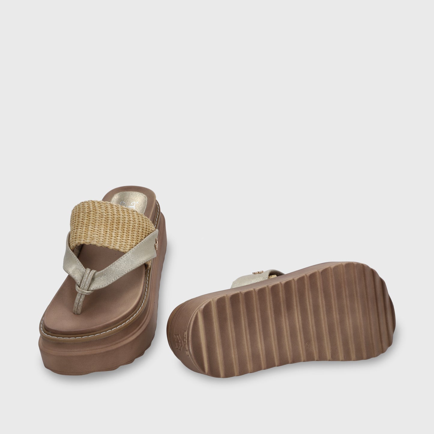 Sandalia Plataforma Beige Mujer 25234