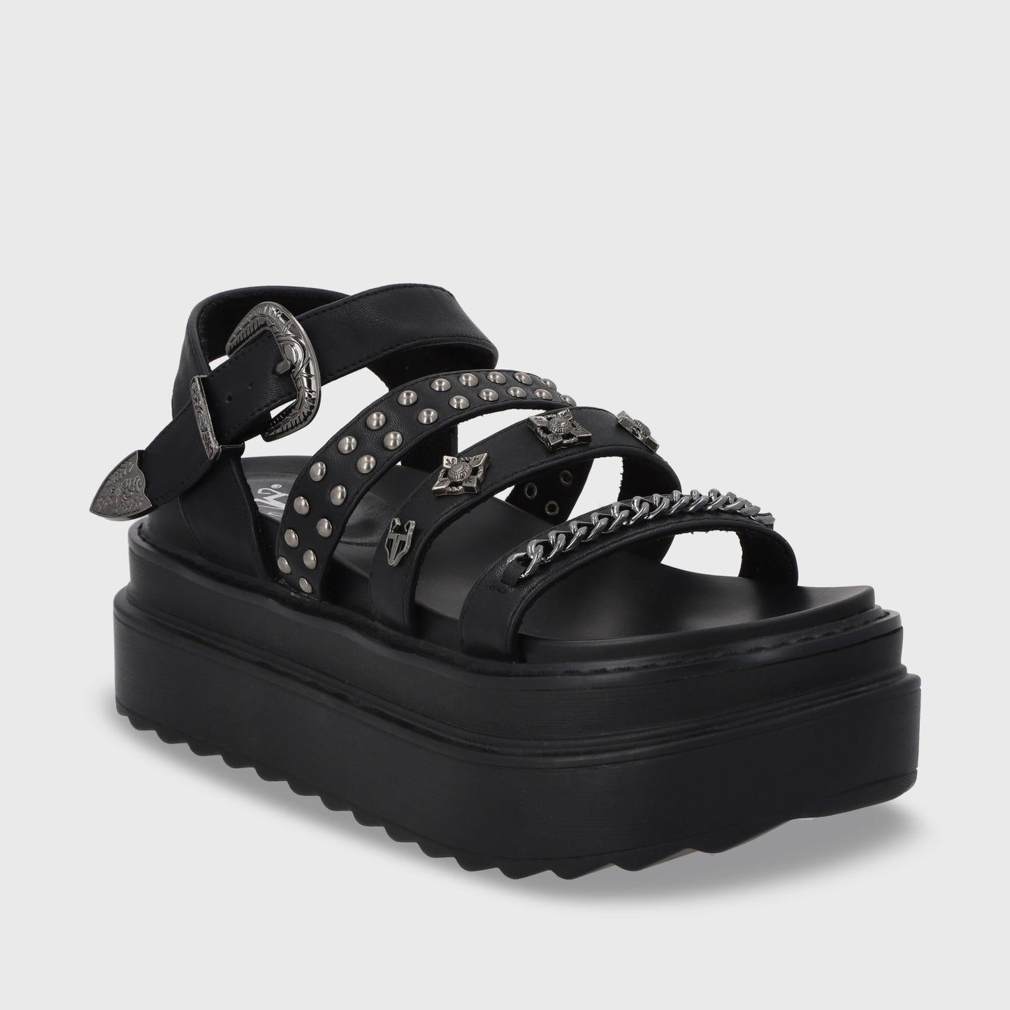 Sandalia Plataforma Negro Mujer 25235