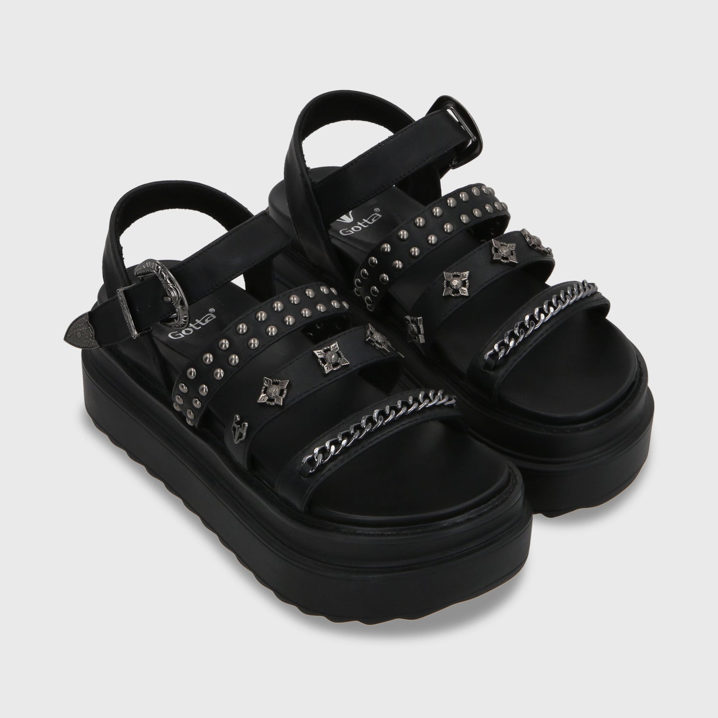 Sandalia Plataforma Negro Mujer 25235