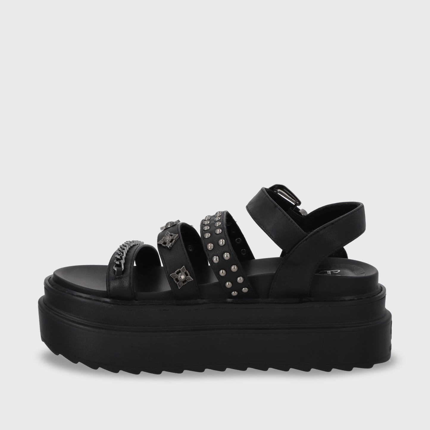Sandalia Plataforma Negro Mujer 25235