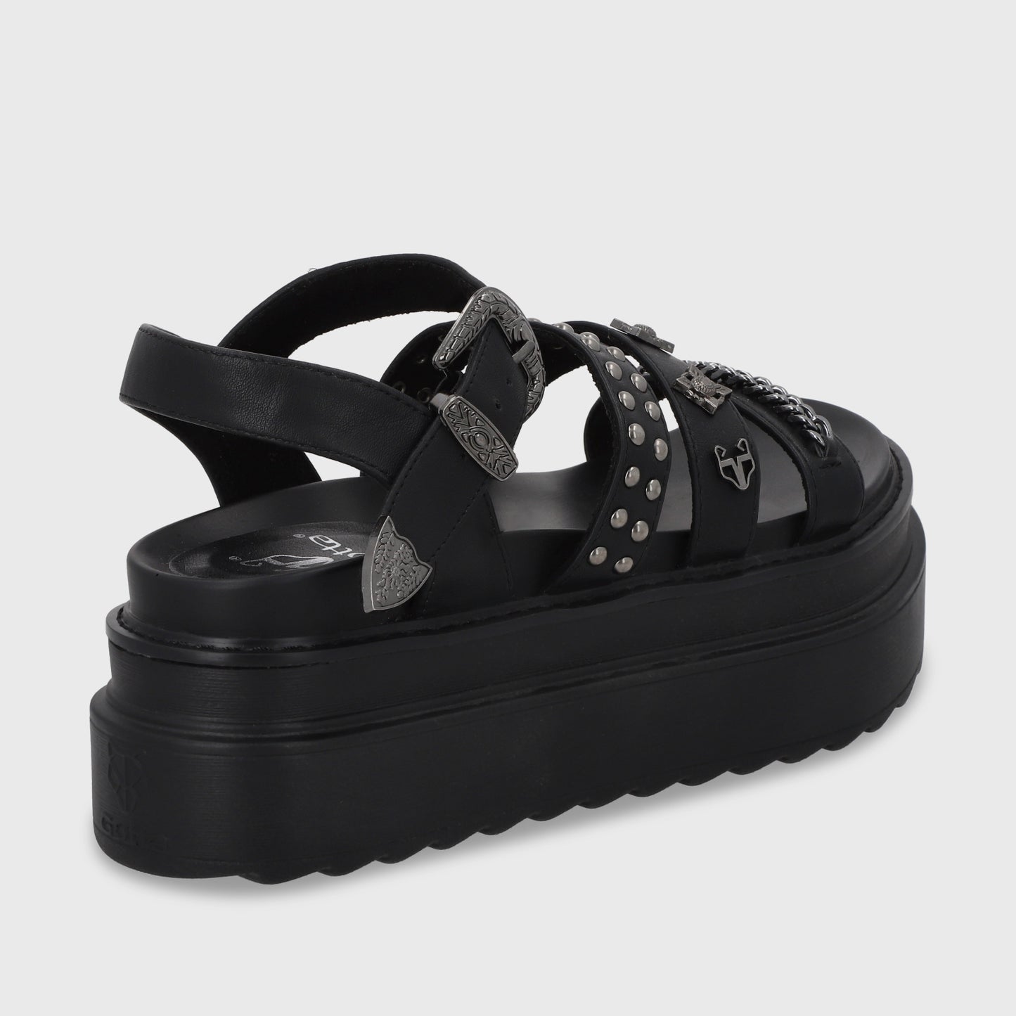 Sandalia Plataforma Negro Mujer 25235