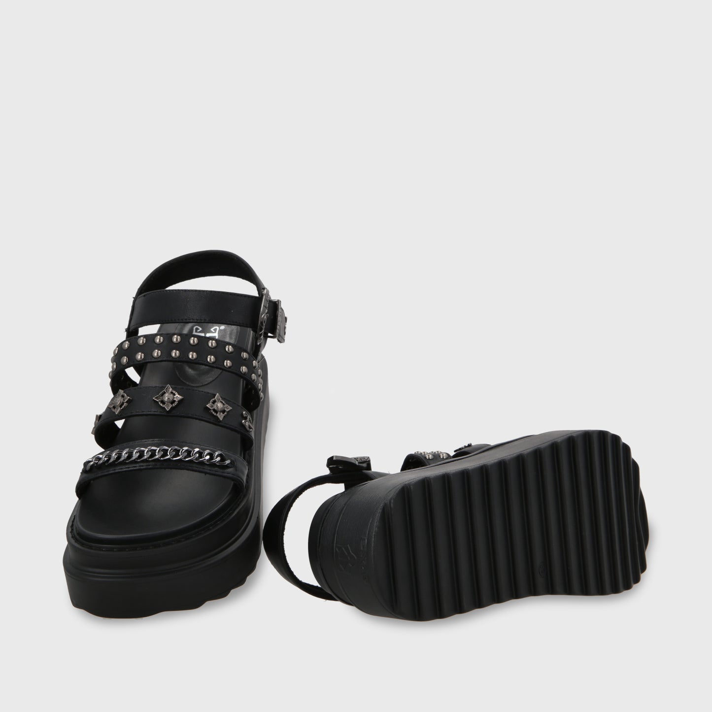 Sandalia Plataforma Negro Mujer 25235