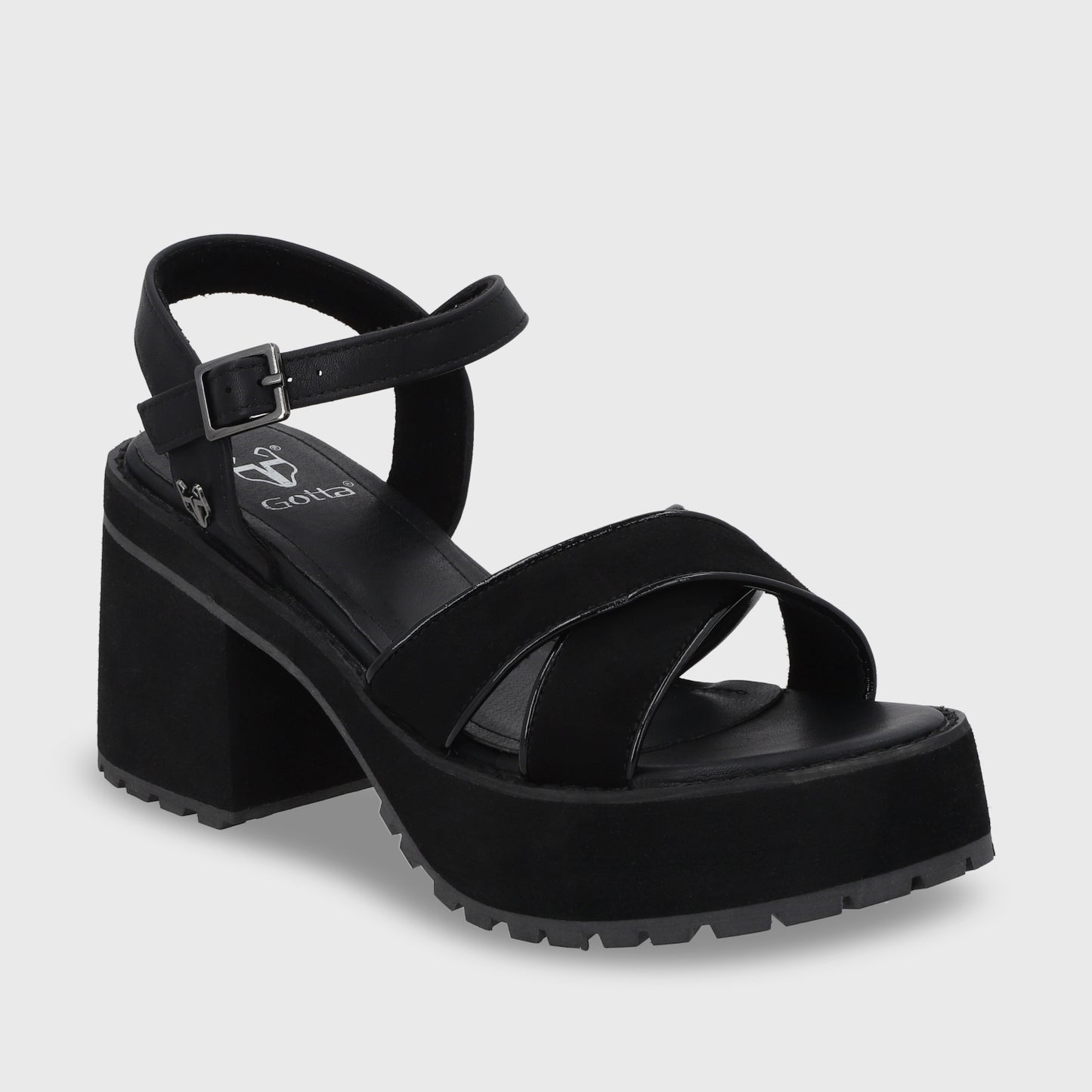 Sandalia Plataforma Negra Mujer 25796