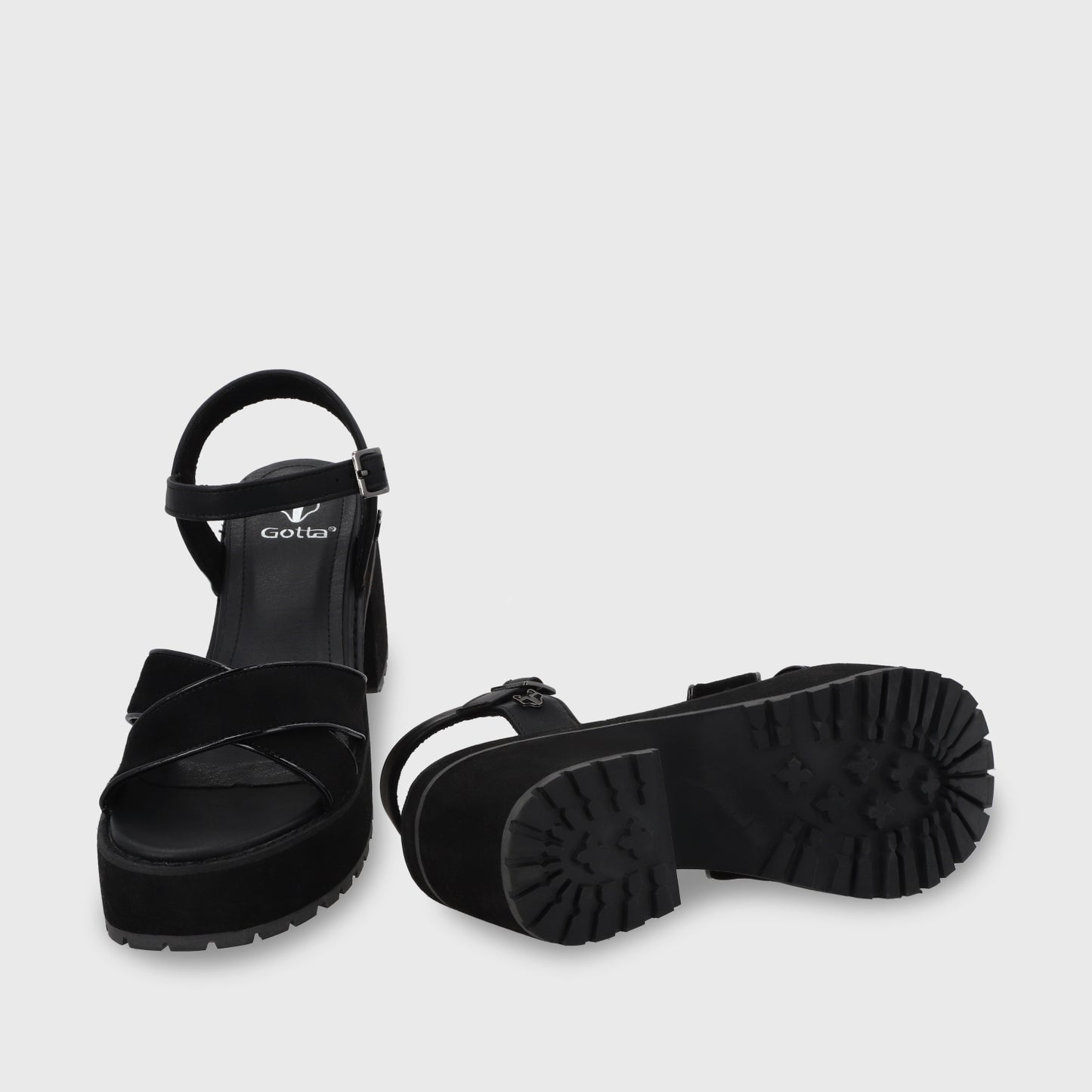 Sandalia Plataforma Negra Mujer 25796