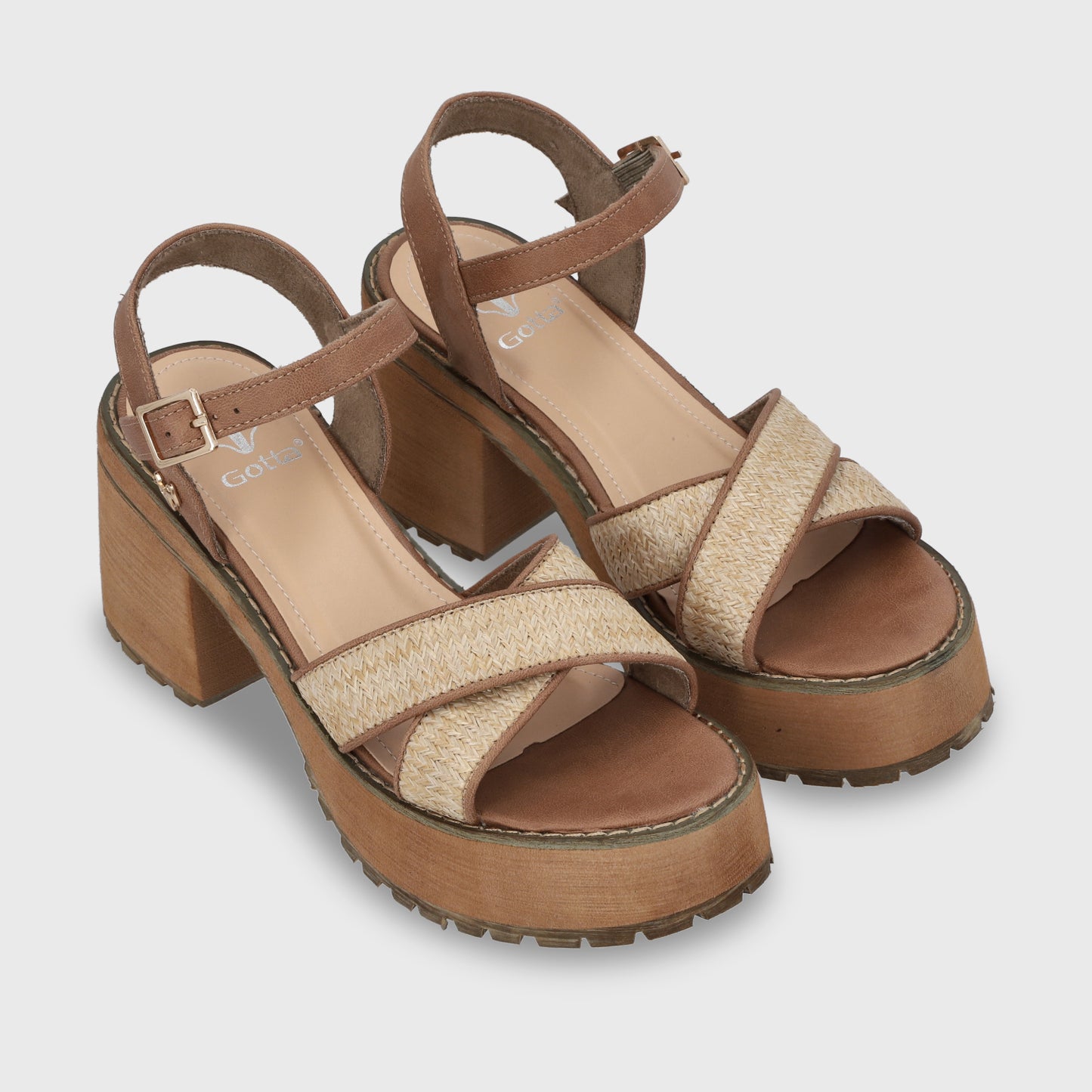 Sandalia Plataforma Beige Mujer 25796