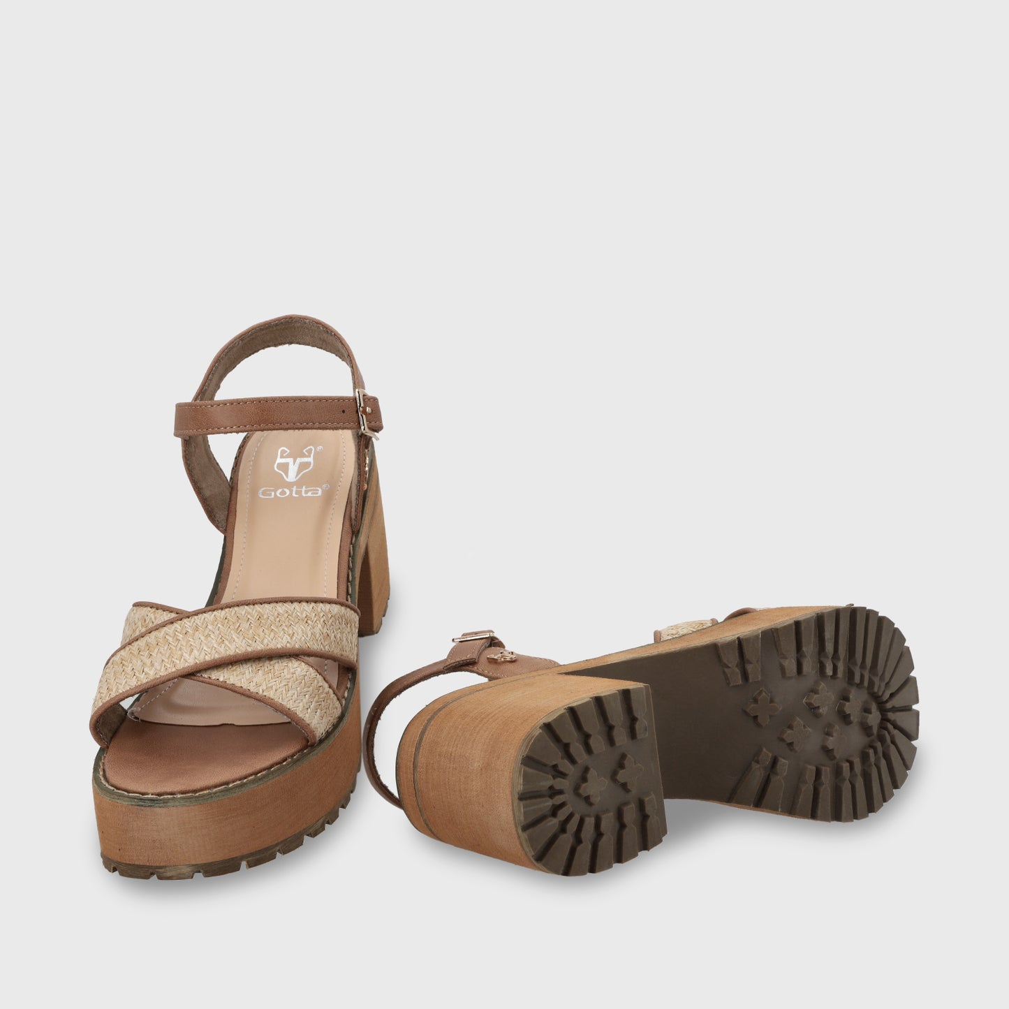 Sandalia Plataforma Beige Mujer 25796