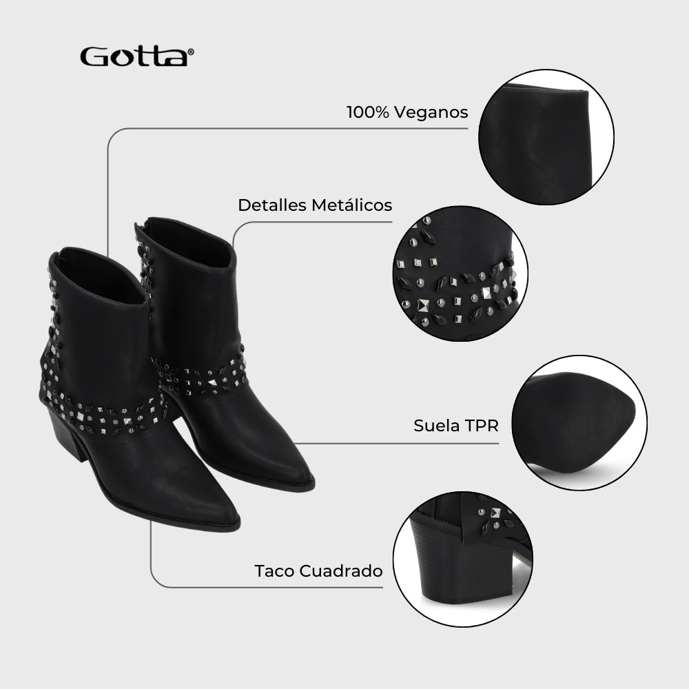 Botin Taco Negro Mujer 33768
