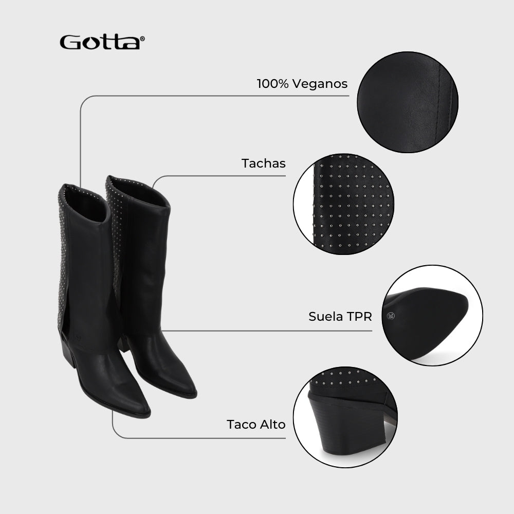 Bota Taco Negra Mujer 33769