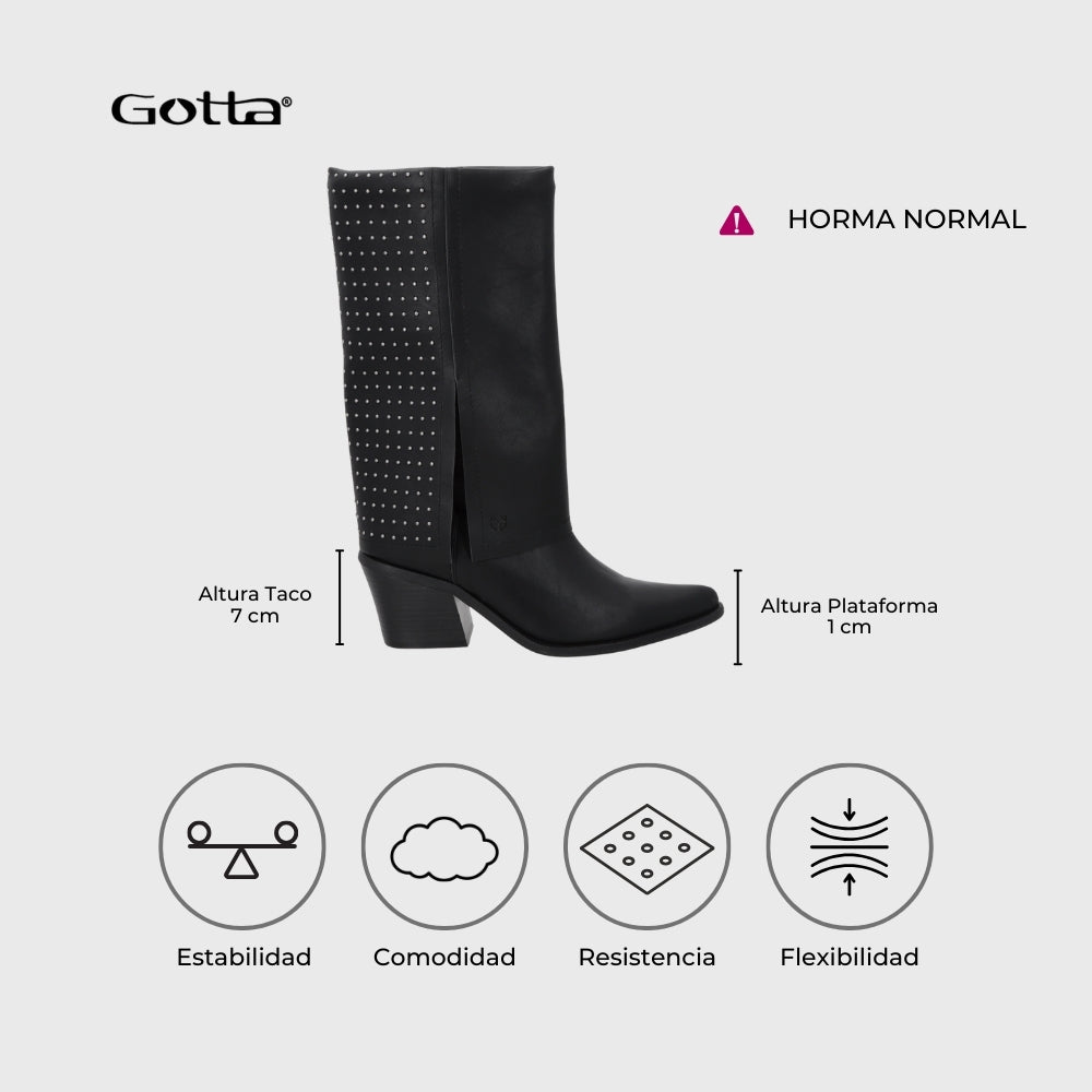 Bota Taco Negra Mujer 33769