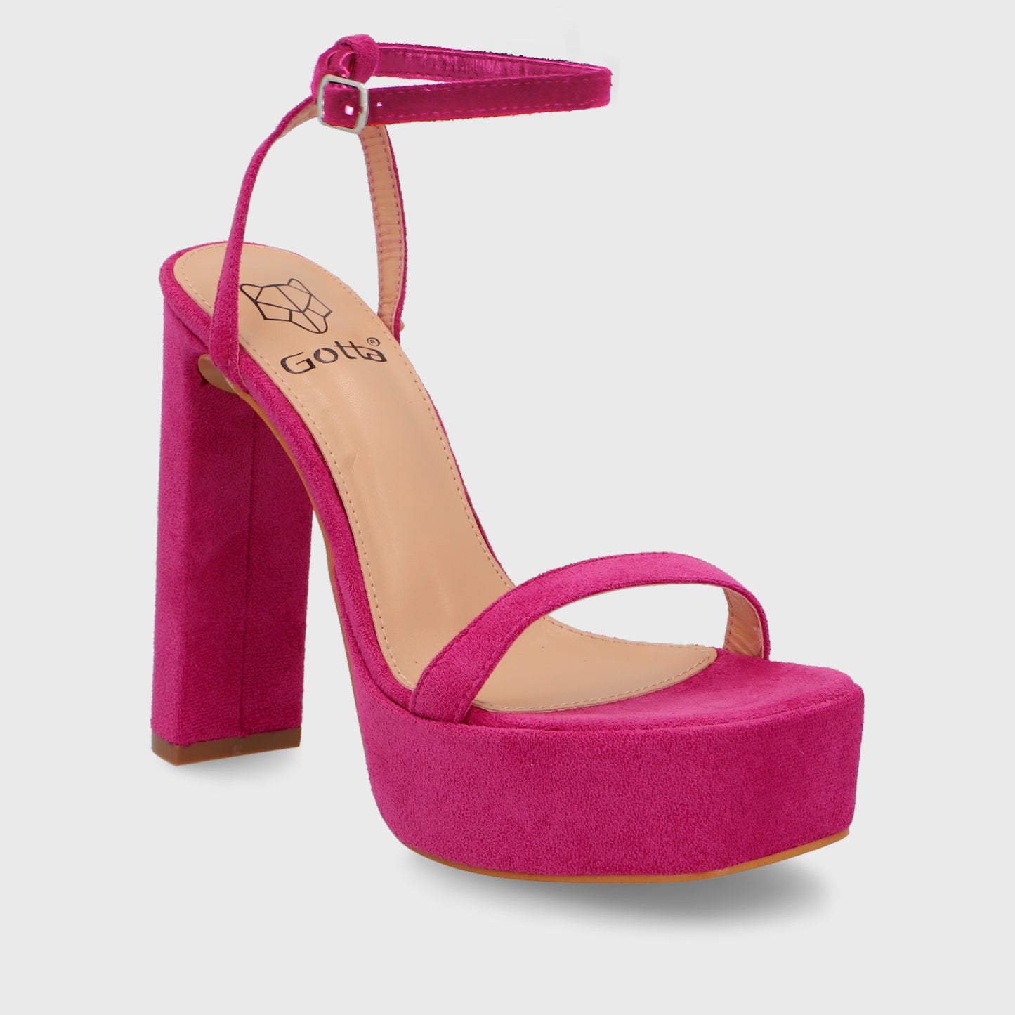 Sandalia Taco Fucsia Mujer 35101