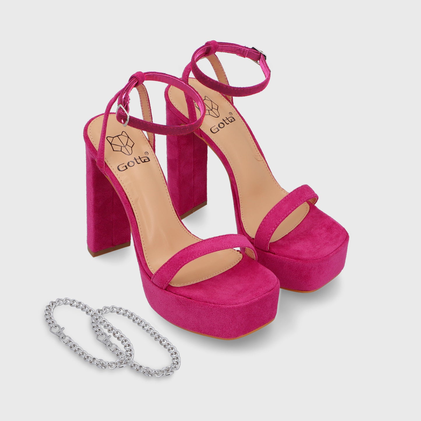 Sandalia Taco Fucsia Mujer 35101