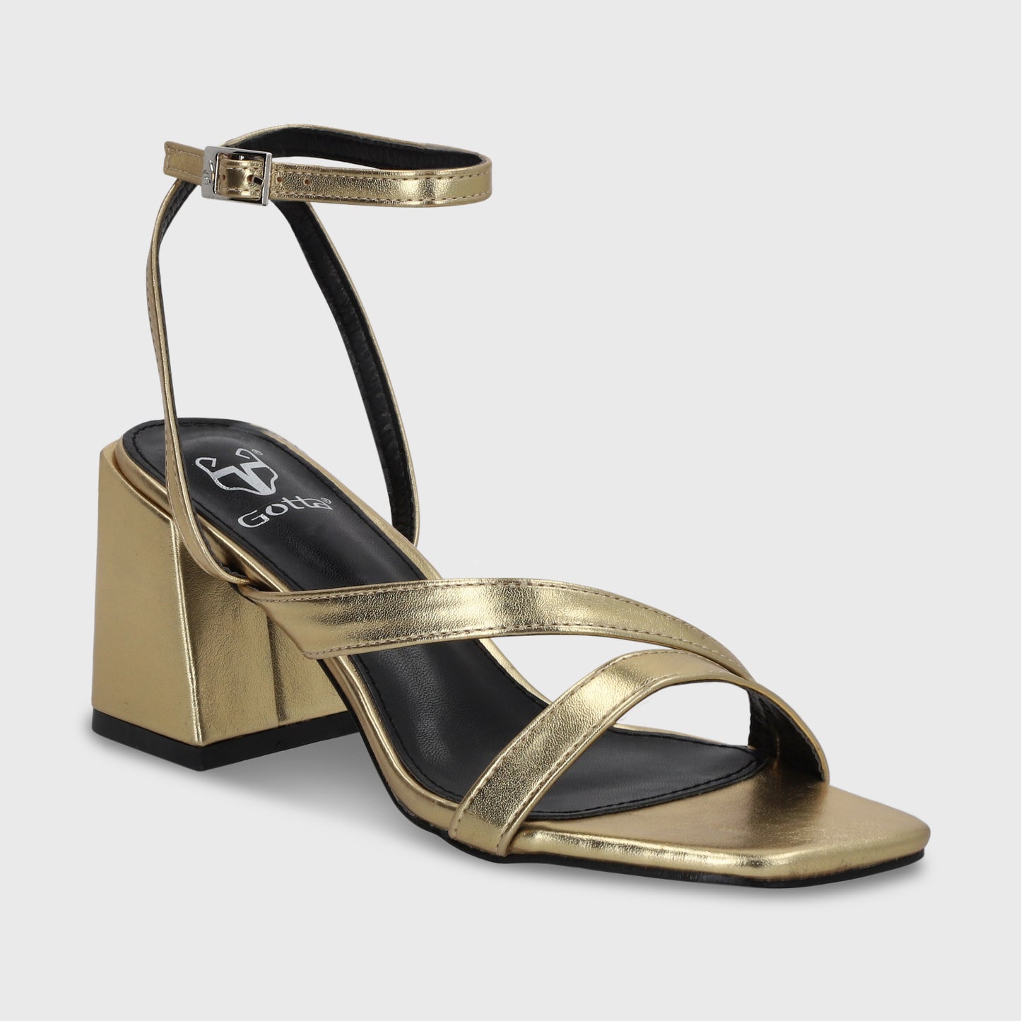 Sandalia Taco Dorada Mujer 35132