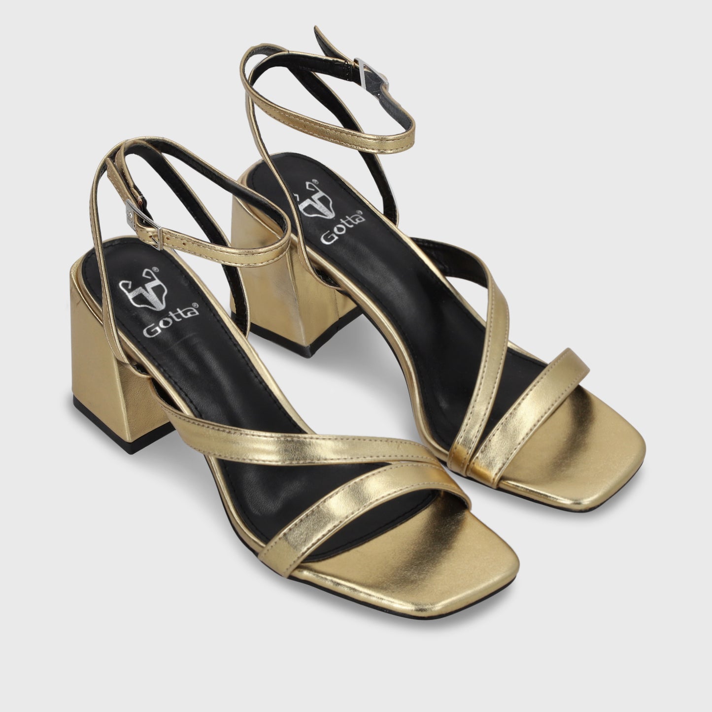 Sandalia Taco Dorada Mujer 35132
