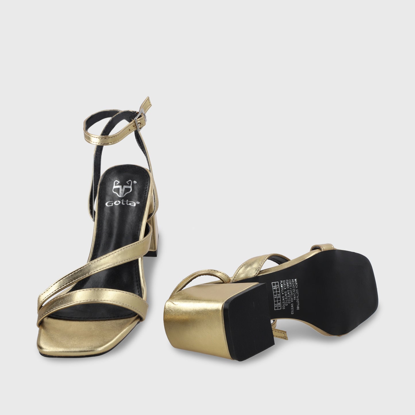 Sandalia Taco Dorada Mujer 35132