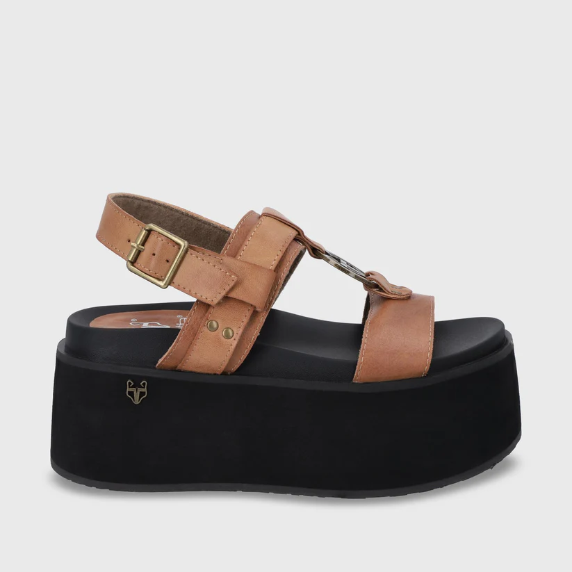 Sandalia Plataforma Camel Mujer 35186