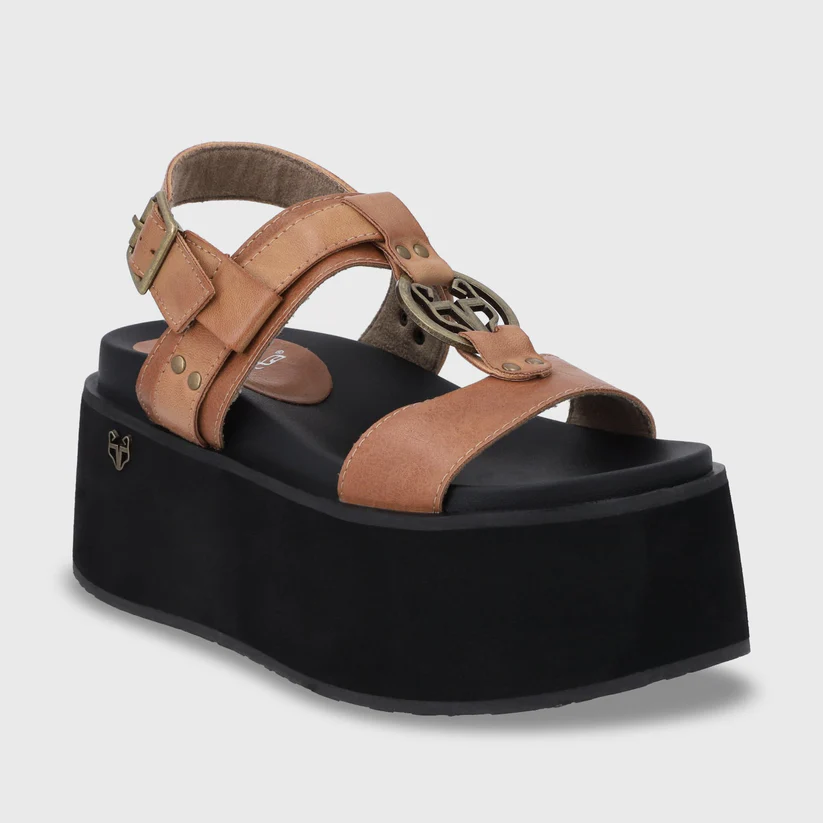 Sandalia Plataforma Camel Mujer 35186