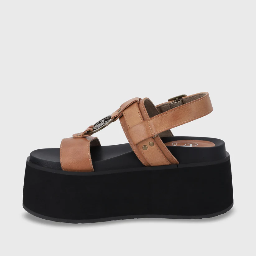 Sandalia Plataforma Camel Mujer 35186